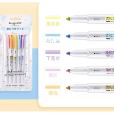 Set 5 bút ghi chú Highlight dạ quang 2 đầu 5 màu pastel Bitoon - 30.500₫ 3 Set 5 bút ghi chú Highlight dạ quang 2 đầu 5 màu pastel Bitoon - 30.500₫ 3
