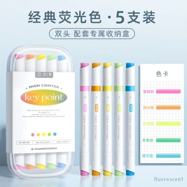 Set 5 bút highlighter KEY POINT pastel 2 đầu - màu nhẹ, giá ưu đãi 50.000 8