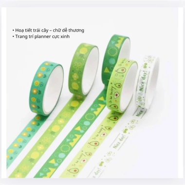 Set 5 cuộn Washi Tape pastel cute - Trang trí sổ tay, bullet journal, dán quà, 22.000₫