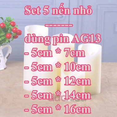 Set 5 đèn nến điện tử pin - Trang trí sinh nhật, Noel, Giáng sinh, Tết rực rỡ, 145.000 VND