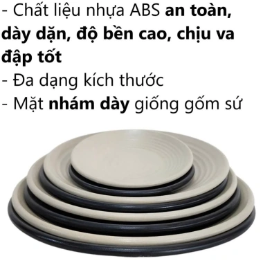 Set 5 Đĩa Tròn Thái Nhựa Việt Nhật Vân Nhám - Buffet, Quán, Đựng Thức Ăn, Giá 52k