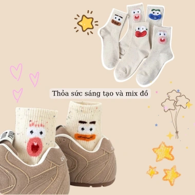 Set 5 Đôi Tất Cao Cổ Nữ Họa Tiết Biểu Cảm Dễ Thương Màu Muối Tiêu - 12.900₫ 6 Set 5 Đôi Tất Cao Cổ Nữ Họa Tiết Biểu Cảm Dễ Thương Màu Muối Tiêu - 12.900₫ 6