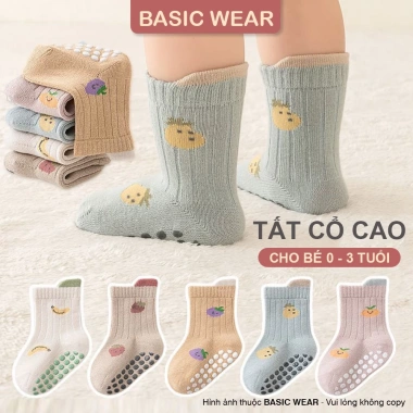 Set 5 Đôi Tất Cổ Cao Chống Trơn Bé 0-3 Tuổi - Giá Ưu Đãi 59.900đ