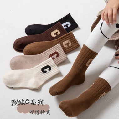 Sét 5 đôi tất cổ cao chữ C cho nam nữ, cotton co giãn thoáng khí, mẫu T13 - Giá chỉ 40.000đ 2