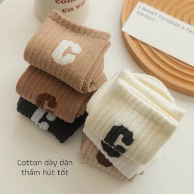 Sét 5 đôi tất cổ cao chữ C cho nam nữ, cotton co giãn thoáng khí, mẫu T13 - Giá chỉ 40.000đ 6