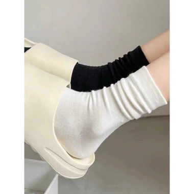 Set 5 Đôi Tất Cổ Cao Nữ Vải Cotton Mềm Co Giãn Thời Trang Hàn Quốc - Giá 12.900 VND 2