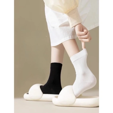 Set 5 Đôi Tất Cổ Cao Nữ Vải Cotton Mềm Co Giãn Thời Trang Hàn Quốc - Giá 12.900 VND 4