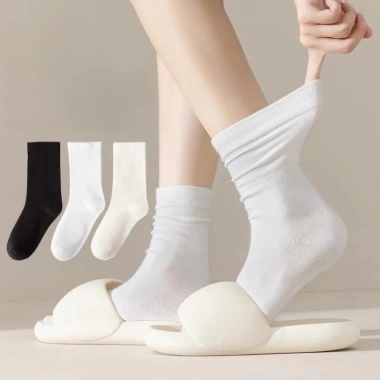 Set 5 Đôi Tất Cổ Cao Nữ Vải Cotton Mềm Co Giãn Thời Trang Hàn Quốc - Giá 12.900 VND 6