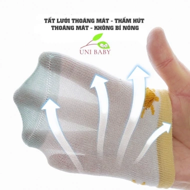 Set 5 đôi tất lưới cho bé 0-5 tuổi, cotton mềm mại, thoáng khí, co giãn tốt - Giá chỉ 80.000₫