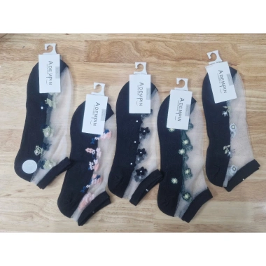 Set 5 Đôi Tất Lưới Trong Suốt Thoáng Khí Hoa Nhật Bản Thời Trang Nữ Giá 55k 10