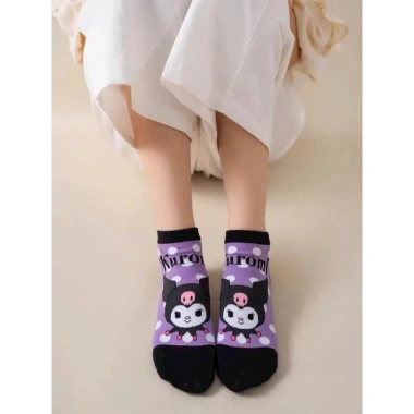 Sét 5 Đôi Tất Người Lớn Cotton Tím Họa Tiết Hoạt Hình Dễ Thuống - Mã TA49 6