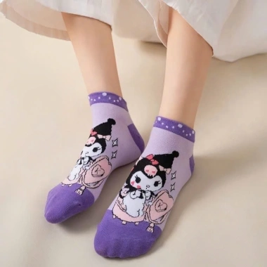 Sét 5 Đôi Tất Người Lớn Cotton Tím Họa Tiết Hoạt Hình Dễ Thuống - Mã TA49 8