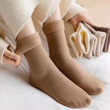 Set 5 Đôi Tất Vớ Cotton Lót Lông Nỉ Giữ Nhiệt Cao Cổ Siêu Ấm Pastel Nữ Giá 11.990 VND 3