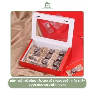 Set 5 hộp giấy đỏ 22.5x15.5cm tay cầm Đựng quà bánh kẹo Giáng Sinh Tết lễ hội sang trọng giá ưu đãi 64.740₫