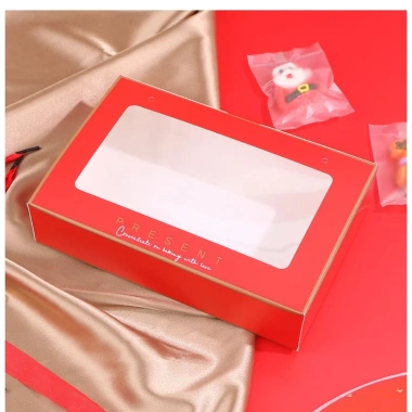 Set 5 hộp giấy đỏ 22.5x15.5cm tay cầm Đựng quà bánh kẹo Giáng Sinh Tết lễ hội sang trọng giá ưu đãi 64.740₫
