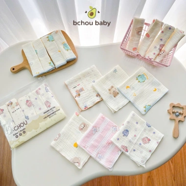 Set 5 Khăn BabyChou Mềm Mịn, Thoáng Mát, An Toàn Cho Bé - Giá 265.500đ