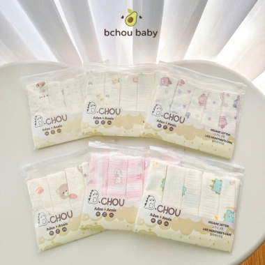 Set 5 Khăn BabyChou Mềm Mịn, Thoáng Mát, An Toàn Cho Bé - Giá 265.500đ