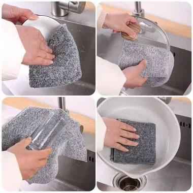 Sét 5 khăn lau bếp 2 mặt sợi than tre mềm mại, thấm hút, dễ vệ sinh 25x25cm