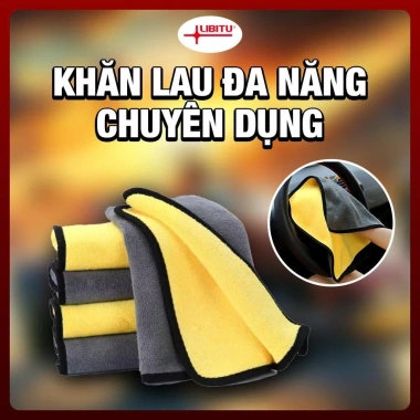 Set 5 Khăn Lau Đa Năng LIBITU - 2 Mặt Vàng Xám Thấm Hút Nhanh Xe Ô Tô & Bếp Giá 35.000₫