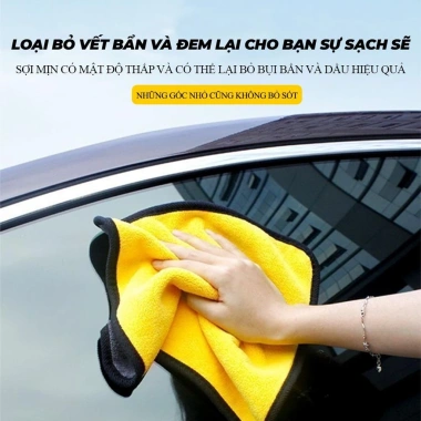Set 5 Khăn Lau Đa Năng LIBITU - 2 Mặt Vàng Xám Thấm Hút Nhanh Xe Ô Tô & Bếp Giá 35.000₫
