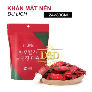Set 5 khăn mặt nén du lịch dùng 1 lần ETRAVEL 24x30cm - Giá chỉ 15.000đ