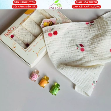 Set 5 Khăn Sữa Muslin Organic 2 lớp 30x30cm BeeOn - mềm mại, thấm hút, an toàn cho bé, 64.916₫