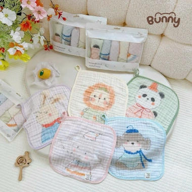 Set 5 Khăn Tắm Bunny 100% Sợi Bông Tre - Dịu Nhẹ, Thoáng Mát, An Toàn Cho Bé, Giá Ưu Đãi 112.5k