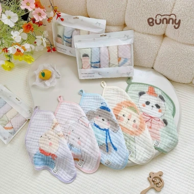 Set 5 Khăn Tắm Bunny 100% Sợi Bông Tre - Dịu Nhẹ, Thoáng Mát, An Toàn Cho Bé, Giá Ưu Đãi 112.5k
