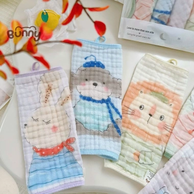 Set 5 Khăn Tắm Bunny 100% Sợi Bông Tre - Dịu Nhẹ, Thoáng Mát, An Toàn Cho Bé, Giá Ưu Đãi 112.5k