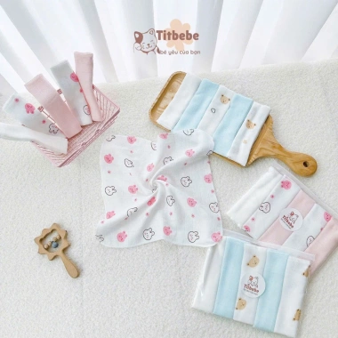 Set 5 Khăn TitBebe 100% Êm Mịn, Kháng Khuẩn, An Toàn, Thoáng Khí cho Bé Trai và Bé Gái - Giá ưu đãi 103.500 VND 6 Set 5 Khăn TitBebe 100% Êm Mịn, Kháng Khuẩn, An Toàn, Thoáng Khí cho Bé Trai và Bé Gái - Giá ưu đãi 103.500 VND 6