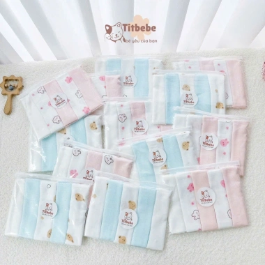 Set 5 Khăn TitBebe 100% Êm Mịn, Kháng Khuẩn, An Toàn, Thoáng Khí cho Bé Trai và Bé Gái - Giá ưu đãi 103.500 VND 9 Set 5 Khăn TitBebe 100% Êm Mịn, Kháng Khuẩn, An Toàn, Thoáng Khí cho Bé Trai và Bé Gái - Giá ưu đãi 103.500 VND 9