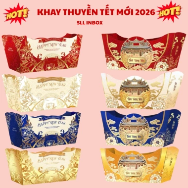 Set 5 khay thuyền trang trí Tết 2.026 kèm 10 lì xì - Quà tặng chỉ 25.000 đồng