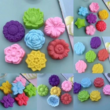 Set 5 Khuôn Silicon: Bánh Da Lợn, Cupcake, Rau Câu, Bánh Chuối Hoa Cúc, Lá, Sen - CAKESHOP