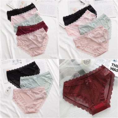 Set 5 Quần Lót Nữ Ren Lưới Sexy Thảo Mát Tôn Dáng Gợi Cảm, Kháng Khuẩn Đính Nơ 105 - 19.900đ