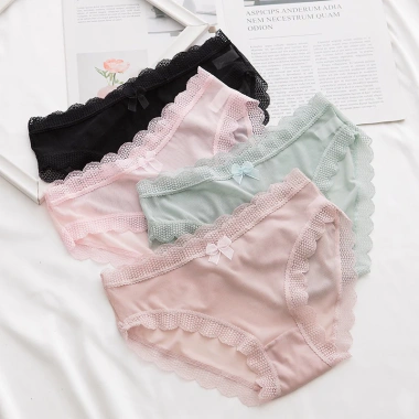 Set 5 Quần Lót Nữ Ren Lưới Sexy Thảo Mát Tôn Dáng Gợi Cảm, Kháng Khuẩn Đính Nơ 105 - 19.900đ
