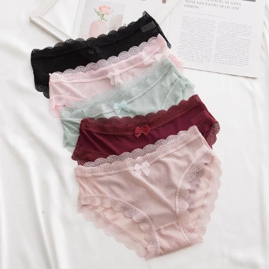 Set 5 Quần Lót Nữ Ren Lưới Sexy Thảo Mát Tôn Dáng Gợi Cảm, Kháng Khuẩn Đính Nơ 105 - 19.900đ