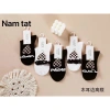 Set 5 Tất Dệt Kim Cao Cổ Đen Trắng Bông Chic - Giá ưu đãi 26.600₫, chất liệu cao cấp, thoáng mát