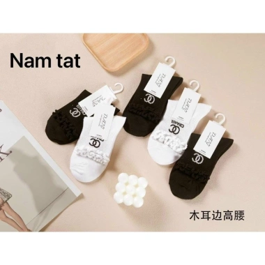 Set 5 Tất Dệt Kim Cao Cổ Đen Trắng Bông Chic - Giá ưu đãi 26.600₫, chất liệu cao cấp, thoáng mát