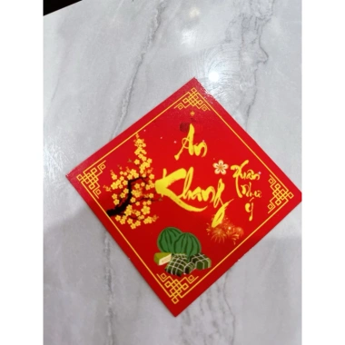 Set 5 tem chữ Tết Việt, Xuân, Bình An, An Khang, Thịnh Vượng 10x10cm – Dán bánh chưng, pháo giấy, trang trí Tết chỉ 9.900đ