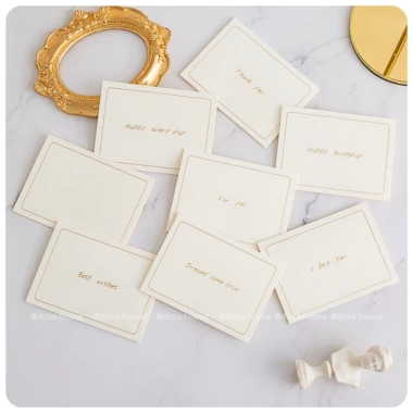 Set 5 thiệp giấy trắng chữ ánh vàng sinh nhật cảm ơn mời quà tặng tinh tế