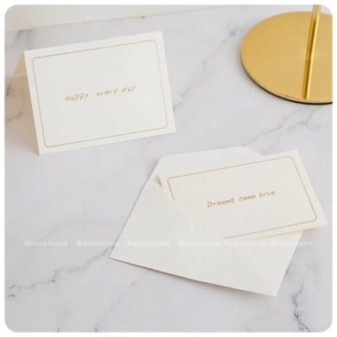 Set 5 thiệp giấy trắng chữ ánh vàng sinh nhật cảm ơn mời quà tặng tinh tế