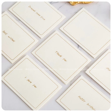 Set 5 thiệp giấy trắng chữ ánh vàng sinh nhật cảm ơn mời quà tặng tinh tế