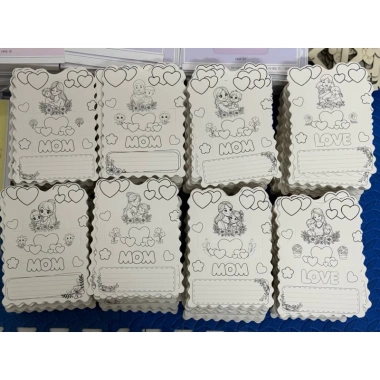 Sét 5 thiệp tô màu 3D gấp dựng bìa cứng - Handmade cho bé tự làm quà 8/3, 20/10 tặng mẹ, cô giáo - Giá chỉ 10.000 VND
