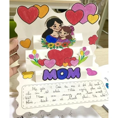 Sét 5 thiệp tô màu 3D gấp dựng bìa cứng - Handmade cho bé tự làm quà 8/3, 20/10 tặng mẹ, cô giáo - Giá chỉ 10.000 VND