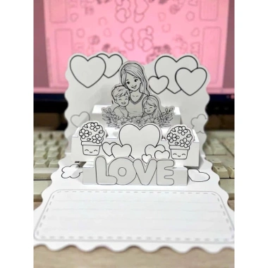 Sét 5 thiệp tô màu 3D gấp dựng bìa cứng - Handmade cho bé tự làm quà 8/3, 20/10 tặng mẹ, cô giáo - Giá chỉ 10.000 VND