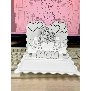 Sét 5 thiệp tô màu 3D gấp dựng bìa cứng - Handmade cho bé tự làm quà 8/3, 20/10 tặng mẹ, cô giáo - Giá chỉ 10.000 VND