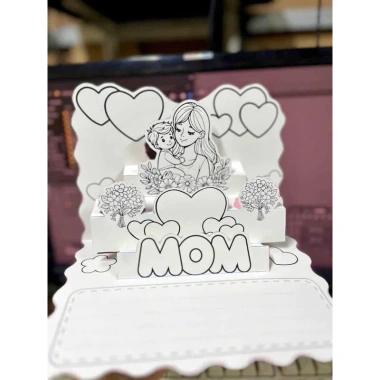 Sét 5 thiệp tô màu 3D gấp dựng bìa cứng - Handmade cho bé tự làm quà 8/3, 20/10 tặng mẹ, cô giáo - Giá chỉ 10.000 VND