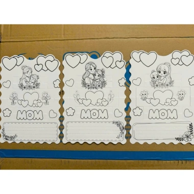 Sét 5 thiệp tô màu 3D gấp dựng bìa cứng - Handmade cho bé tự làm quà 8/3, 20/10 tặng mẹ, cô giáo - Giá chỉ 10.000 VND