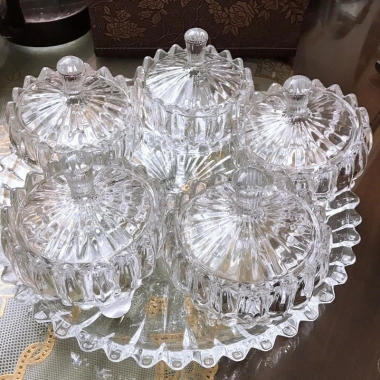 Set 5 thố mứt Tết thủy tinh kèm khay trong suốt - Giá ưu đãi 229.000₫ 3 Set 5 thố mứt Tết thủy tinh kèm khay trong suốt - Giá ưu đãi 229.000₫ 3