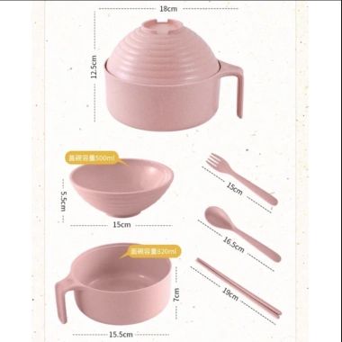 Set 5 tô úp mì lúa mạch đa màu - Bát ăn mì tôm an toàn, giá 34.999đ